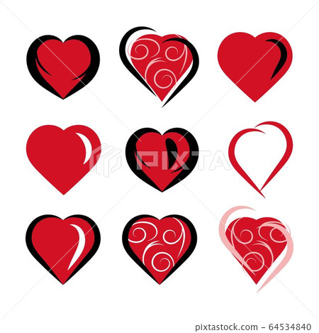 Cute hand drawn hearts icon vector set-3 Cute hand drawn hearts icon vector set-3 64534840