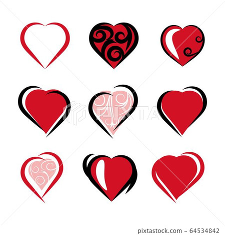 Cute hand drawn hearts icon vector set-2 Cute hand drawn hearts icon vector set-2 64534842