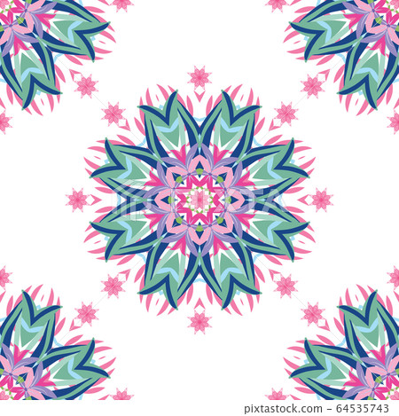 abstract floral pattern with hand drawn mandalas. abstract floral pattern with hand drawn mandalas. 64535743