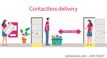 Coronavirus COVID-19 Contactless delivery People 64535827