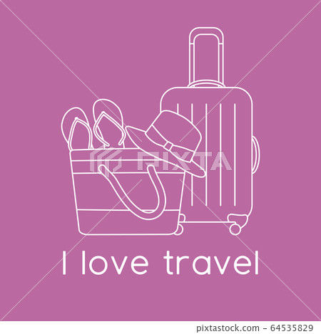 Vector Suitcase Hat Beach bag Flip flops Travel 64535829