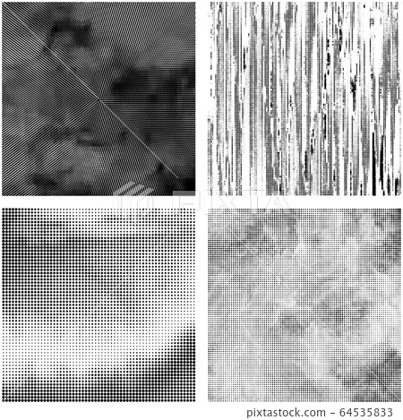 Halftone Pattern. Set of Dots. Dotted Texture on White Background. Overlay Grunge Template. Distress Linear Design. 64535833