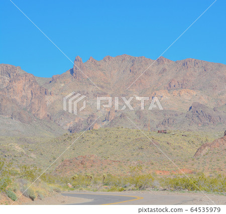 Black Mountain Range  on U.S. Route 66 near Oatman, Arizona USA 64535979