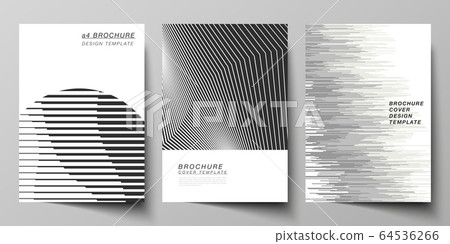 Vector layout of A4 format modern cover mockups design templates for brochure, flyer, booklet, report. Geometric abstract background, futuristic science and technology concept for minimalistic design. 64536266