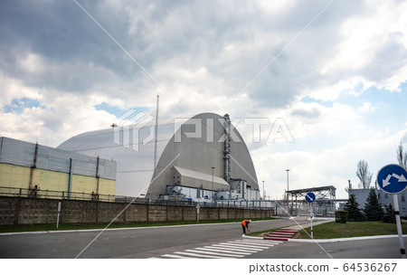 fourth block of Chernobyl nuclear power plant with new Arch shelter 64536267