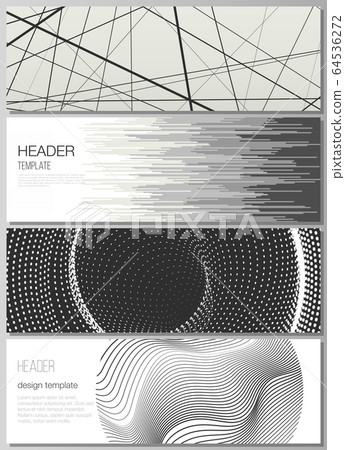 The minimalistic vector illustration of the editable layout of headers, banner design templates. Geometric abstract background, futuristic science and technology concept for minimalist design. 64536272