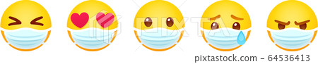 Emoji in face mask set 64536413