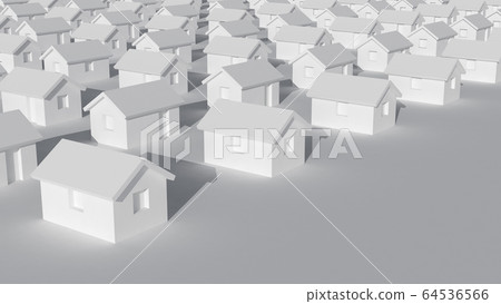 Small typical white rural houses standing on a 64536566