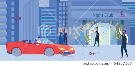 Night Club Entrance and People at Face Control - Stock Illustration  [64537197] - PIXTA