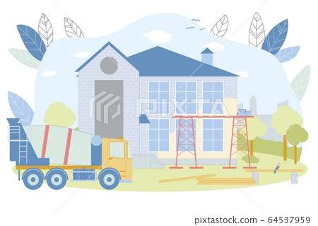 Country House Building Process Facade Wall Paint Country House Building Process Facade Wall Paint 64537959