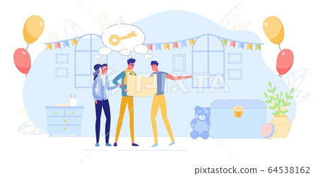 People Passing Quest in Festive Decorated Room 64538162