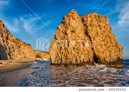 Fyriplaka beach on sunset, Milos island, Cyclades, Greece Fyriplaka beach on sunset, Milos island, Cyclades, Greece 64538542