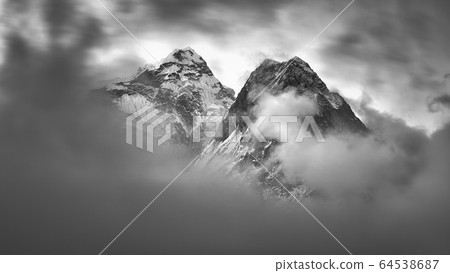 Rocky mountains near village Dingboche, Himalaya, Nepal Rocky mountains near village Dingboche, Himalaya, Nepal 64538687