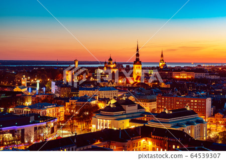 Tallinn view at sunset 64539307