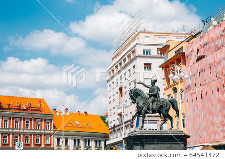 Ban Josip Jelacic monument at Ban Jelacic central square in Zagreb, Croatia Ban Josip Jelacic monument at Ban Jelacic central square in Zagreb, Croatia 64541372