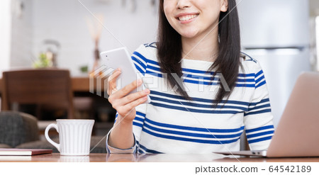 Remote work woman's home 64542189