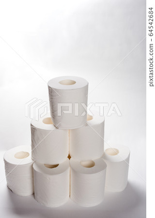 White background stacked toilet paper White background stacked toilet paper 64542684