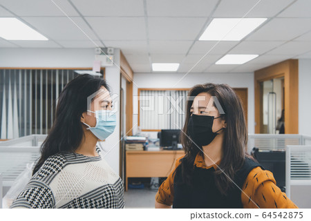 Women wearing mask protection epidemic flu covid19 64542875