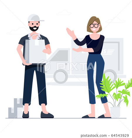 Online delivery concept. Flat design character. Online delivery concept. Flat design character. 64543929