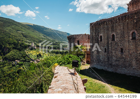 View of Rocca Maggiore in historic town Assisi, Umbria, Italy 64544199