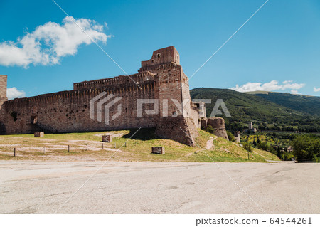 View of Rocca Maggiore in historic town Assisi, Umbria, Italy 64544261