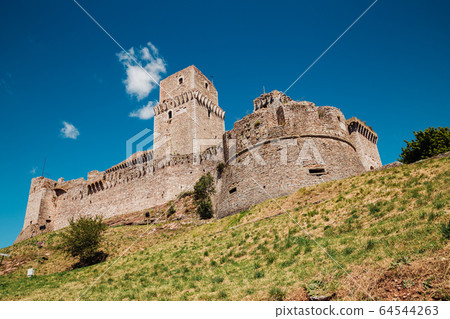 View of Rocca Maggiore in historic town Assisi, Umbria, Italy 64544263
