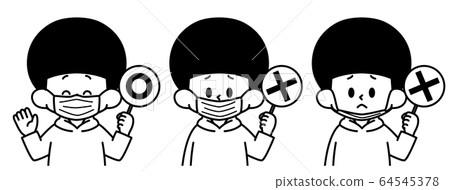 How to put on a mask-black and white 64545378