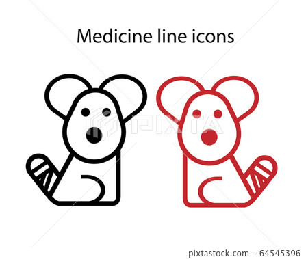 Vector icon on medical veterinary theme, dog with a bandaged tail Vector icon on medical veterinary theme, dog with a bandaged tail 64545396