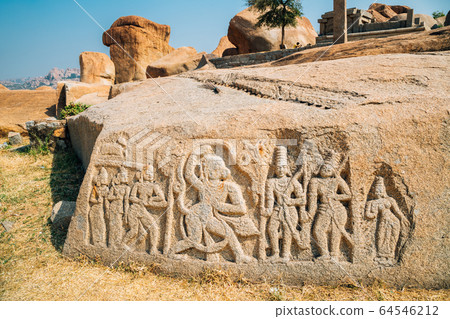 Hemakuta Hill Temple, ancient ruins in Hampi, India Hemakuta Hill Temple, ancient ruins in Hampi, India 64546212