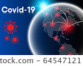 Coronavirus Disease Global Infection and Pandemic Sickness, Covid-19 Coronavirus World Spread for Medical Banner Background 64547121