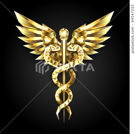 Gold Polygonal Symbol Caduceus 64547283