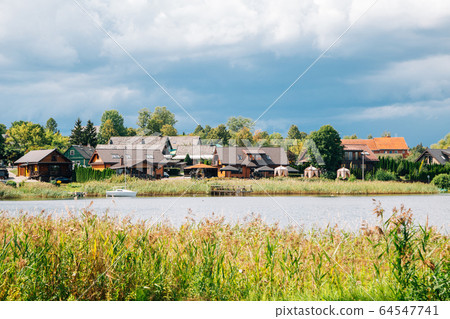 Galve lake and village in Trakai, Lithuania Galve lake and village in Trakai, Lithuania 64547741