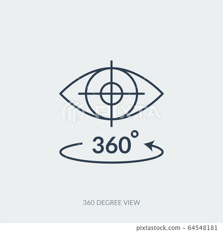 Vector outline icon of virtual reality technology - 360 degree view 64548181