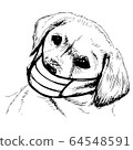 illustration of Labrador Retriever dog with mask 64548591