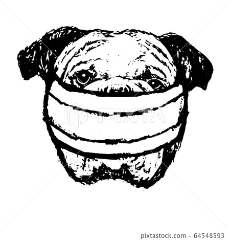 illustration of Bulldog with mask 64548593
