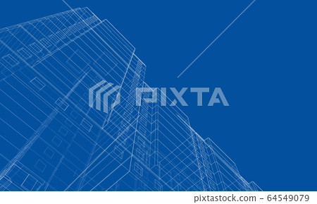 Vector wire-frame model of a multi-storey building Vector wire-frame model of a multi-storey building 64549079