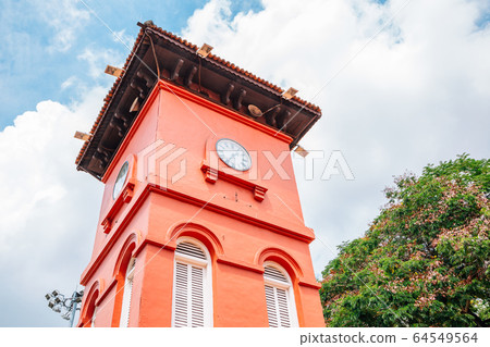 Pink clock tower at Dutch Square in Malacca, Malaysia Pink clock tower at Dutch Square in Malacca, Malaysia 64549564
