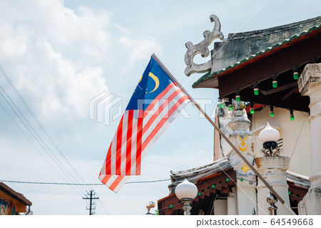Malaysia national flag at Malacca old street Malaysia national flag at Malacca old street 64549668