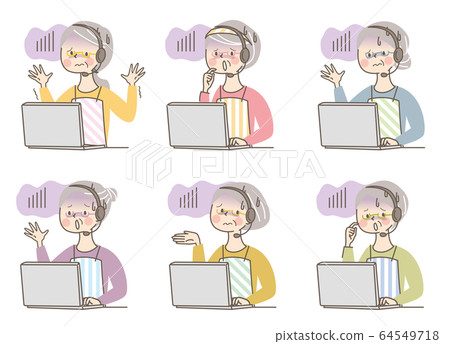 PC scared senior woman housewife set 64549718