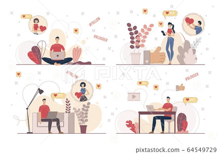 Vlogger Subscriber, Follower Vector Characters Set - Stock Illustration ...