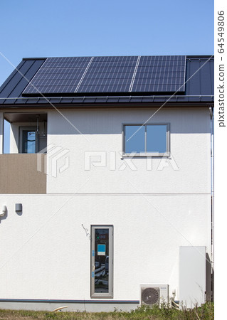 Eco-house _ Solar panel and sky 64549806