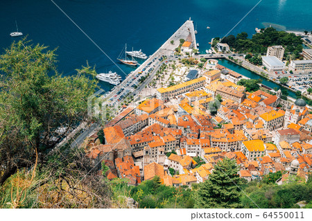 Bay of Kotor town panorama view in Montenegro Bay of Kotor town panorama view in Montenegro 64550011
