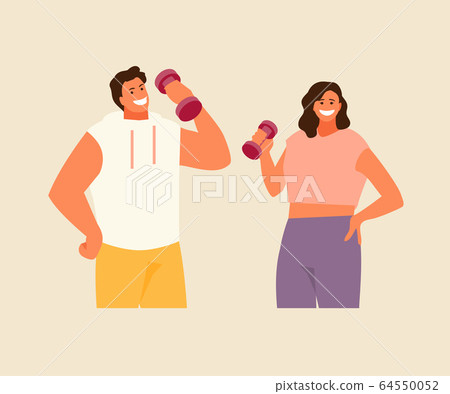 Fitness man and woman vector - Stock Illustration [64550052] - PIXTA