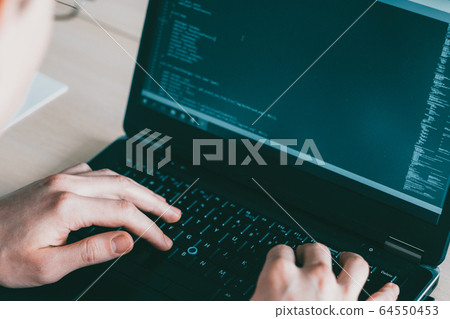 software engineering developer writing code laptop 64550453