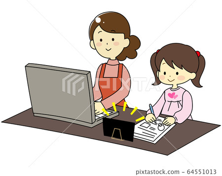 Parents during telework, children studying next to Parents during telework, children studying next to 64551013