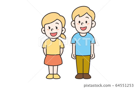 外國男孩和女孩全身套 64551253