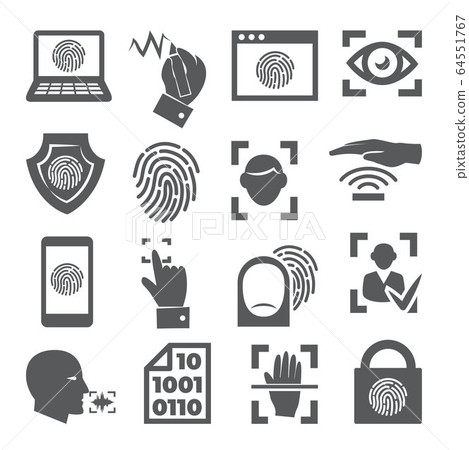 Biometric Icons Set On White Background - Stock Illustration [64551767 ...