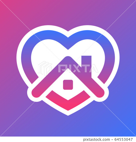 Stay home icon. House with heart . Stay home icon. House with heart . 64553047