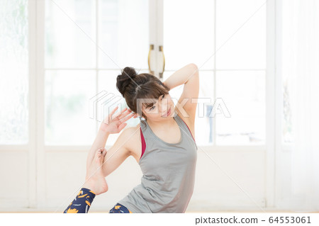 Female yoga fitness home 64553061
