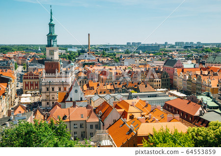 Old town cityscape from Royal Castle Observation Deck in Poznan, Poland Old town cityscape from Royal Castle Observation Deck in Poznan, Poland 64553859